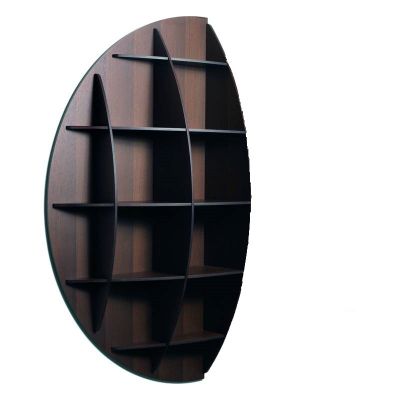 Continental 2 spherical bookcase wooden Walnut Industrie Carnovali 1 Modul